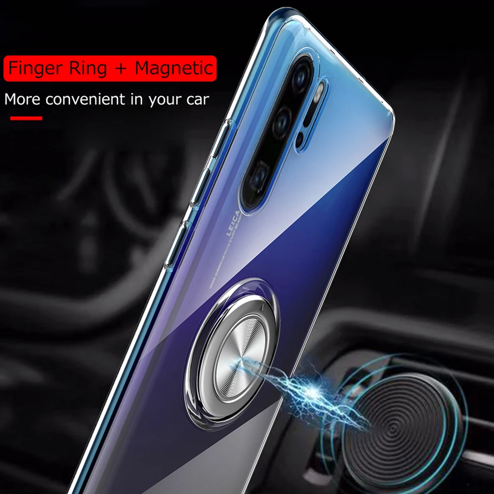 Металлический магнитный чехол с кольцом держателем для Huawei p30 lite Pro Mate30 Nova4