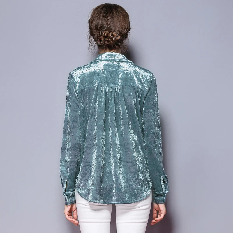 Solapa Rosa flor bordado blusa Mujer Tops Blusas De Mujer De Moda De Primavera De 2018 camisa De manga larga De terciopelo Ropa De Mujer K3266