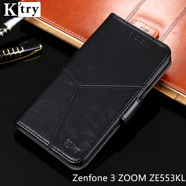 Best Offers Asus Zenfone 3 ZOOM ZE553KL Case K'try Pu leather Wallet Case Soft Silicone Flip Cover Capa For Asus ZE553KL 5.5'' Phone Case
