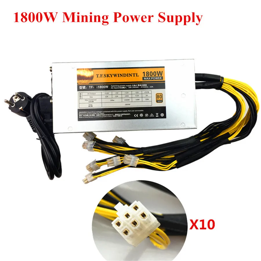 1800W ethereum Miner Power Supply Mining Rig Bitcoin Miner 1800W PSU Asic s9 Mining Machine Power Supply MAX 2000W 10*6PIN ATX 1800W ethereum Miner Power Supply Mining Rig Bitcoin Miner 1800W PSU Asic s9 Mining Machine Power Supply MAX 2000W 10*6PIN ATX