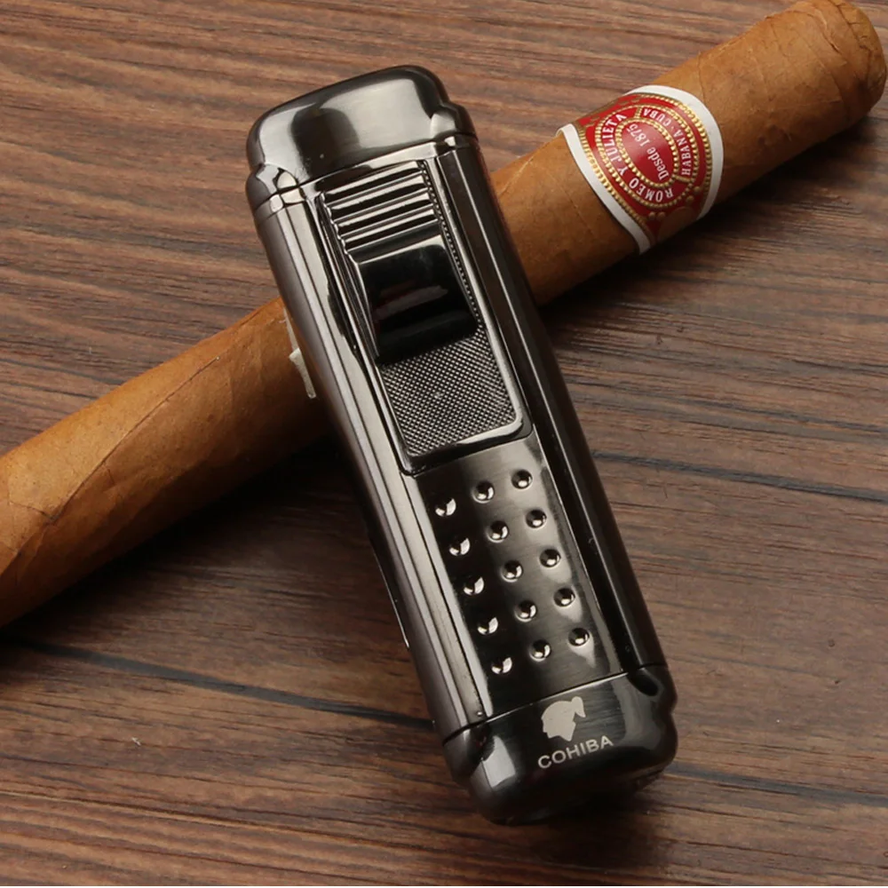 COHIBA Black 4 Red Torch Jet Fire Windproof Cigar Lighter Classic Cuban