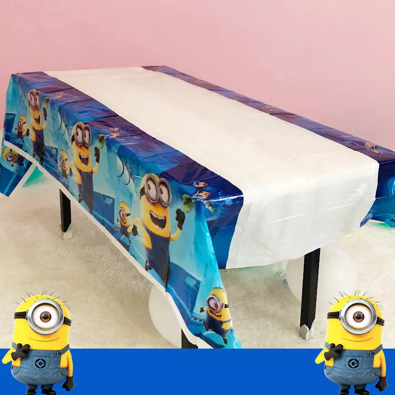 

1pcs Minions Little Yellow Man Happy Birthday Theme Party Disposable Tablecloth Baby Shower Birthday Wedding Supplies