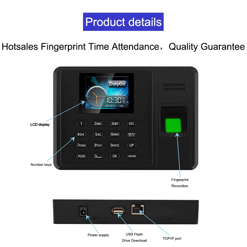 OULET Biometric Attendance System Fingerprint TCPIP USB Time Clock Employee Reader Machine Electronic Device Attendance System  