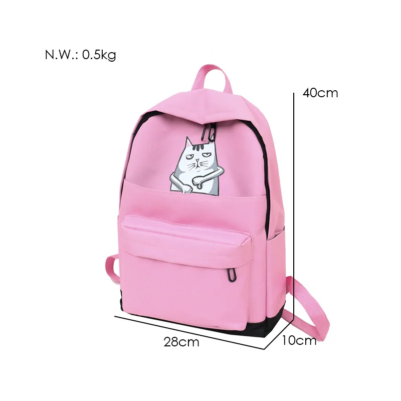 Menghuo Casual Women School Backpack Lovely Cat Printed Canvas Backpack Teenager Girls Large Capacity Ladies School Bag Mochilas (46)