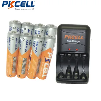 

8pcs NIZN 1.6V 900MWH AAA Rechargeable Battery and Charger 4Slot EU US Plug charge 2pcs or 4pcs AA/AAA NI-ZN Batteries
