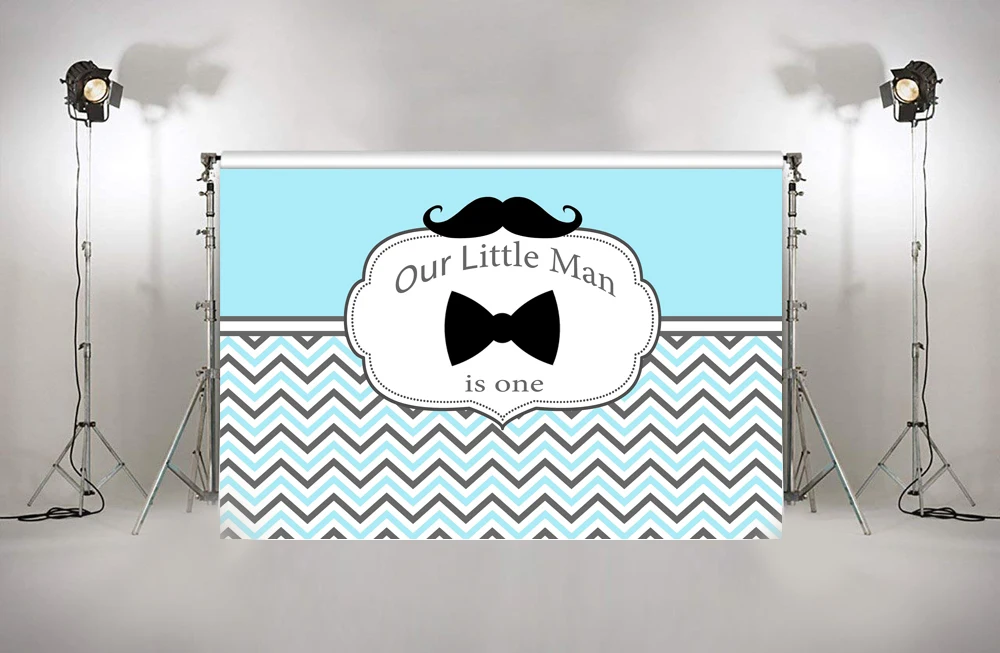 

Birthday Backdrops for Photography Little Man Mustache 1st Birthday Party Banner Decoration Newborn Photo Studio Props W-1313