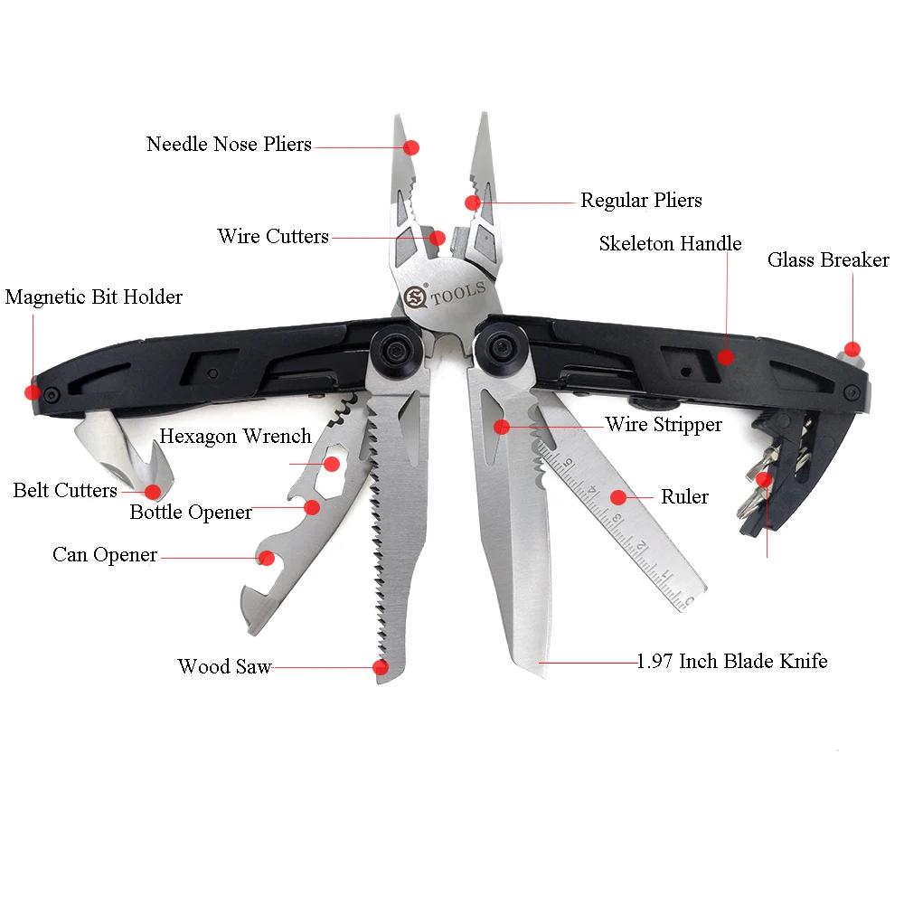 18 в 1, многофункциональные инструменты, плоскогубцы для зачистки проводов, инструмент для кемпинга, многофункциональный инструмент, комбинированные складные плоскогубцы с ножом, отвертка, пила