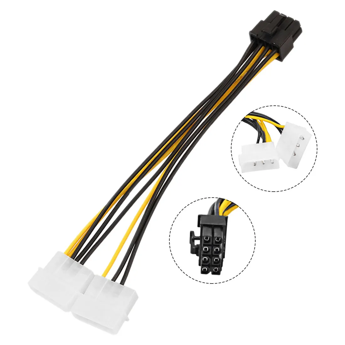 20 см 6 дюймов 2 x Molex 4 pin к 8 контактный PCI Express Видеокарта Pci e ATX PSU кабель