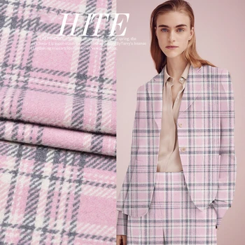 

Retro shallowly pale powder, gray pattern, soft wool, woolen fabric, dress suit and broad leg trousers fabric