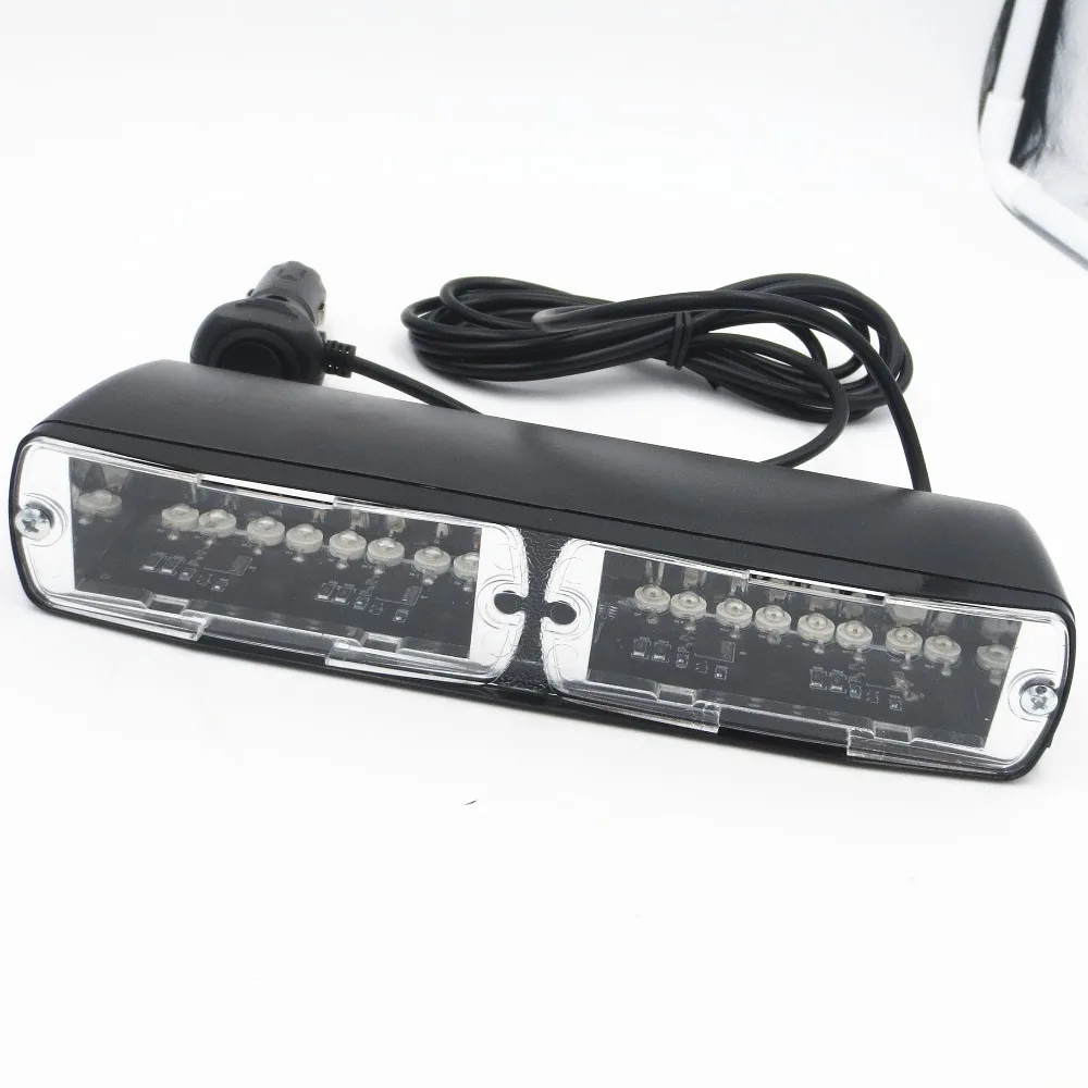 18 LED Car Dash Windshield White Amber Emergency Strobe Flash Light Warning Lamp