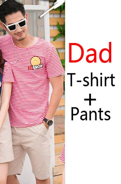 Семья подходящая друг к другу одежда в полоску для мамы и дочки футболка и комбинезон комплект футболка для папы и сына брюки комплект Семейный комплект одежды - Цвет: dad set