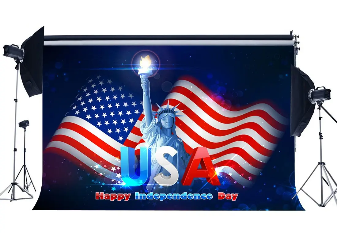 

4th July Independence Day Backdrop American Flag Backdrops Statue of Liberty Stars and Stripes Labor Day Background