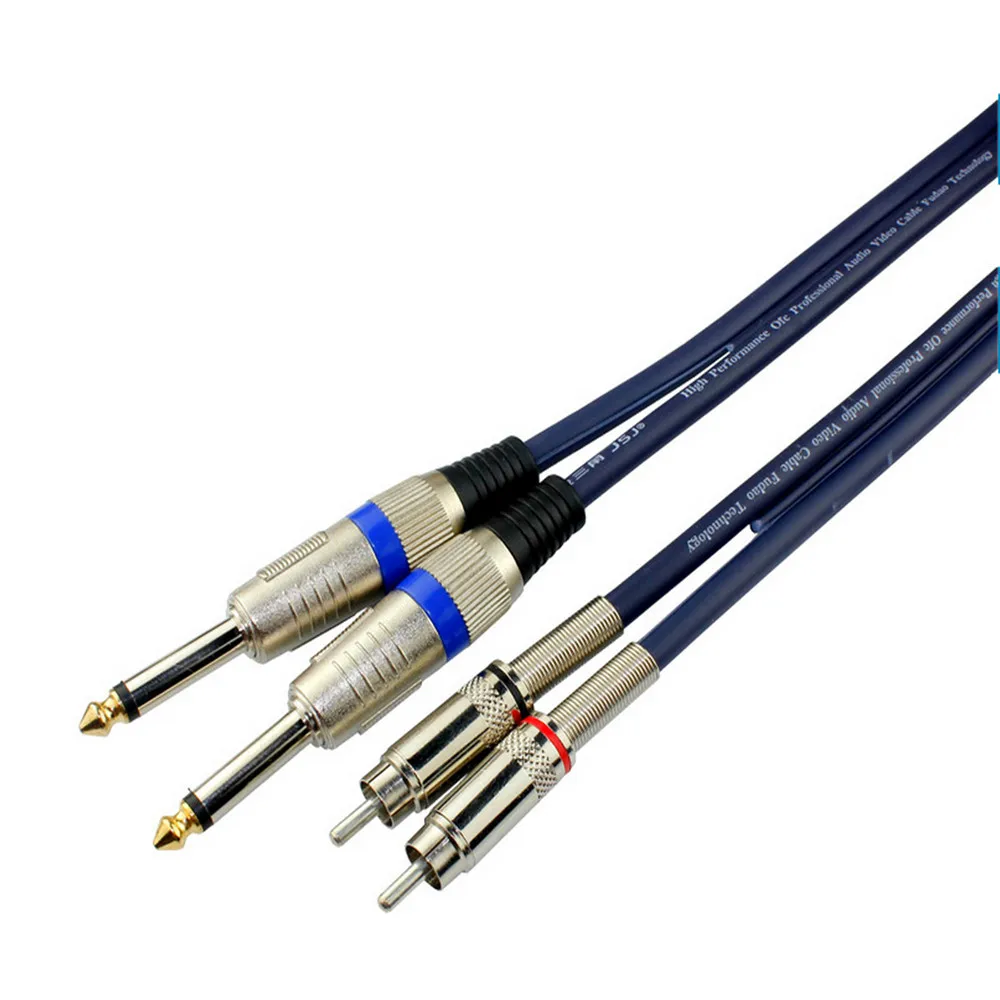 Doble 6,35mm 1/4 pulgadas jack macho a doble equilibrio RCA Audio