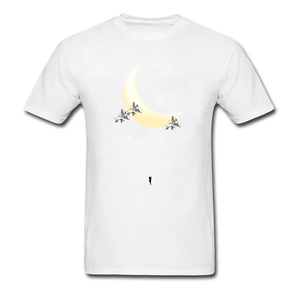 Crane Migration Normal April FOOL DAY Pure Cotton Crewneck Men's Tops Tees T-shirts Fashionable Short Sleeve Top T-shirts Crane Migration white