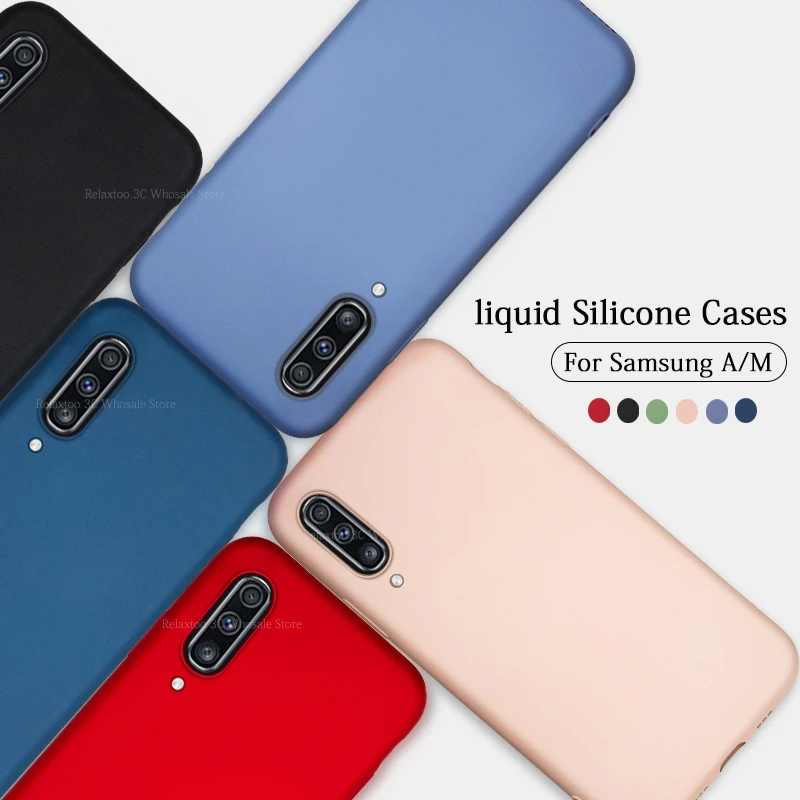 

liquid Silicone Cases for Samsung A50 Case Cover Soft Phone funda on the for Samsung Galaxy A40 A30 A70 A10 Coque a 50 40 30 70