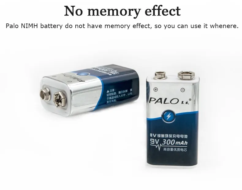 PALO 9V зарядное устройство для 9V 6F22 Ni-CD Ni-MH литий-ионные аккумуляторы+ 2 шт 9V Ni-mh аккумуляторная батарея для мультиметра