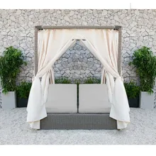 Новое поступление плетеная внутренний дворик сад НОВЕЙШИЙ МЕТАЛЛИЧЕСКИЙ кровать дизайн мебели