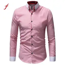 Повседневные мужские рубашки, оксфордская приталенная рубашка, Мужская Осенняя зимняя повседневная полосатая рубашка с длинным рукавом и пуговицами, блуза/PY