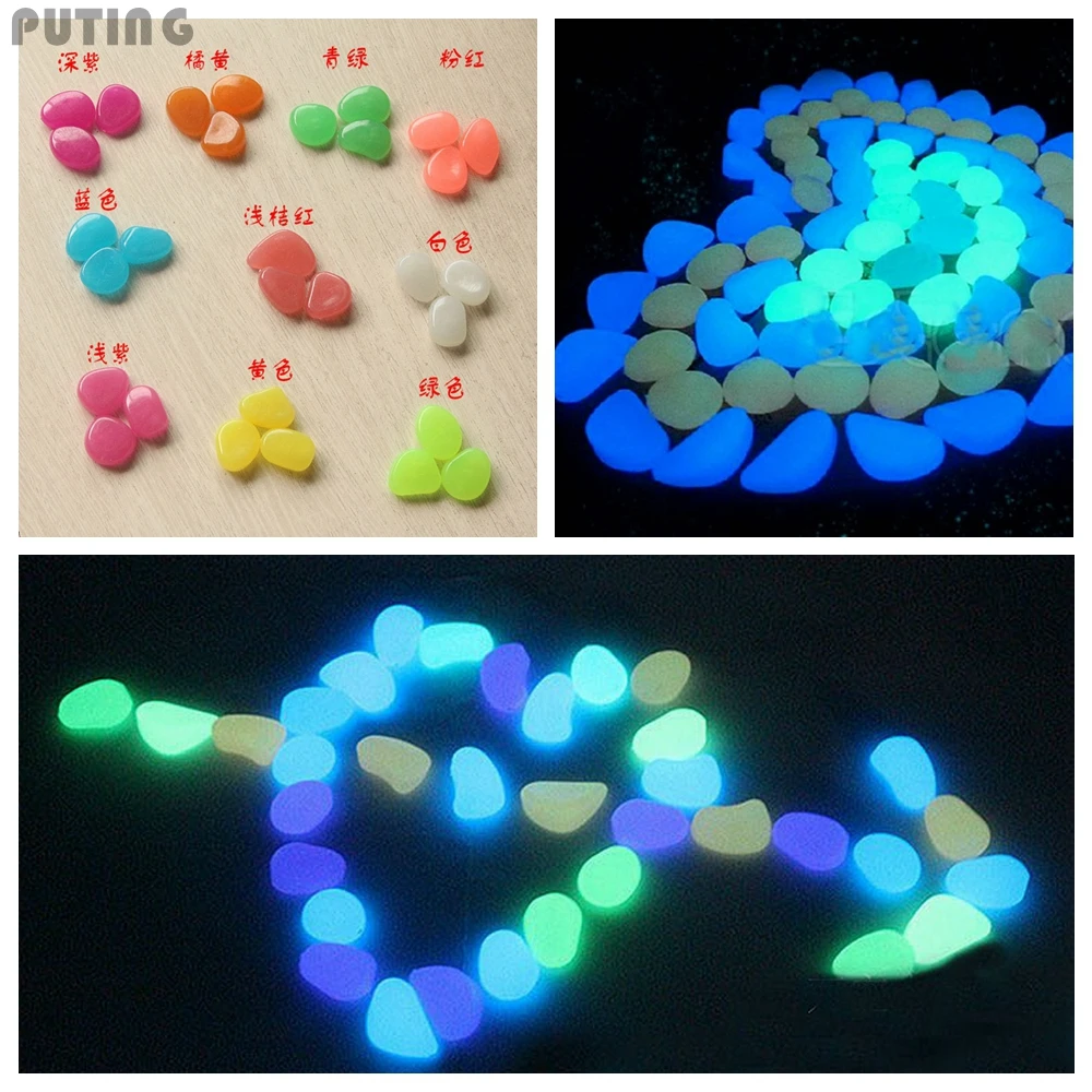 

100 Pcs Glow In The Dark Stones Pebbles Rock For Aquarium Fish Tank Garden Decor WLL9140