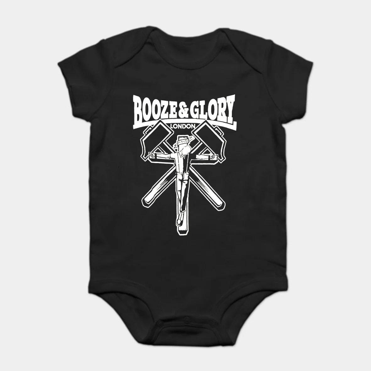 

Baby Onesie Baby Bodysuits kid t shirt Funny novelty Booze And Glory Crucified