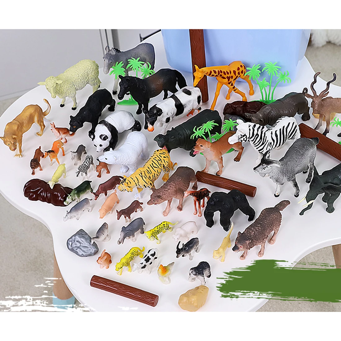

Children 44Pcs Wild Animals Toy Simulation Animals Model Early Learning Cognitive Toy Play Learning Set for More Than 3 Years