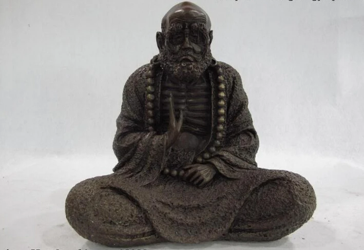 

fast shipping USPS to USA S0555 9 China Buddhism Copper Bronze AFINEat Sit Damo Bodhidharma Dharma Buddha Statue