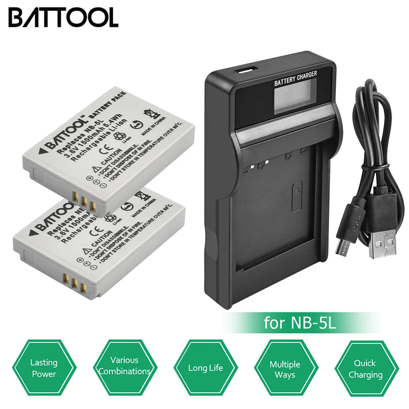 BATTOOL NB-5L NB 5L Rechargeable Battery + LCD USB Charger for Canon S100 SX210 SX220 SX230 HS SD800 SD850 SD900 SD950 IS | Электроника