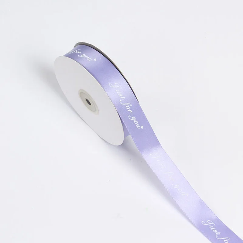 25 мм 5 м только для вас печатная поли атласная лента для украшения свадебной вечеринки DIY ремесла подарочная упаковка ремень Швейные аксессуары - Цвет: purple