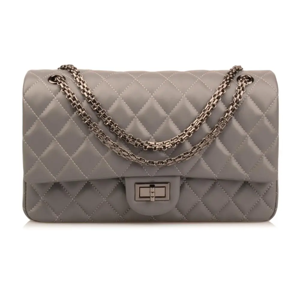 Women&#39;s Quilted Genuine Leather Shoulder Handbags Crossbody Bag With Gunmetal Hardware-in ...