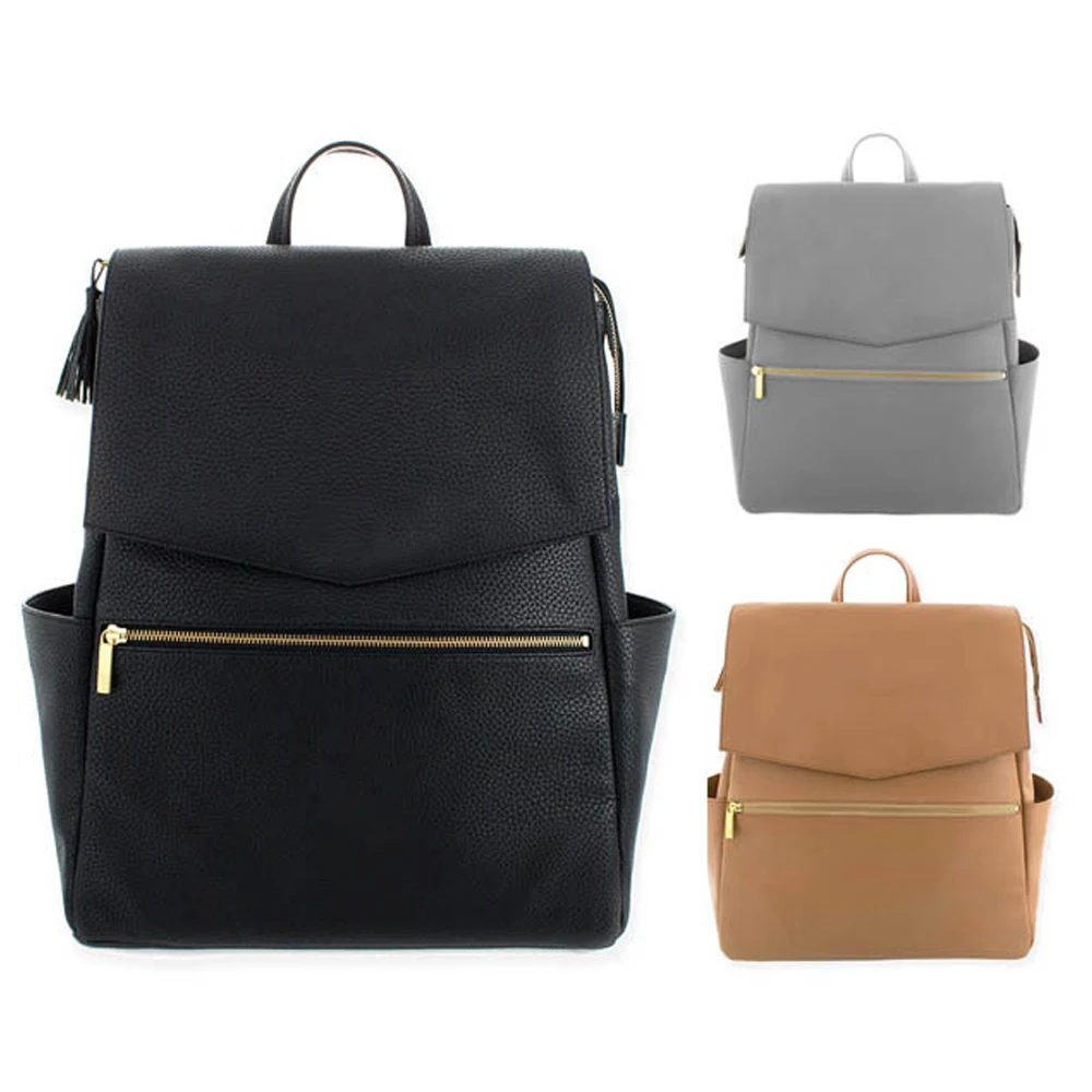Large PU Leather Diaper Bag Backpack +Changing Pad+Stroller Straps