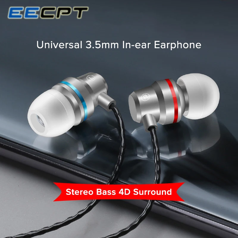EECPT наушники с микрофоном 3 5 мм стерео бас гарнитура Hifi проводные для смартфона