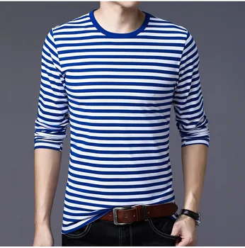 

2019 Spring Autumn Casual Striped T Shirt Men Long Sleeve Men's T ShirtS Slim Fit Mens Clothes Trend Tops Tee Shirt Homme