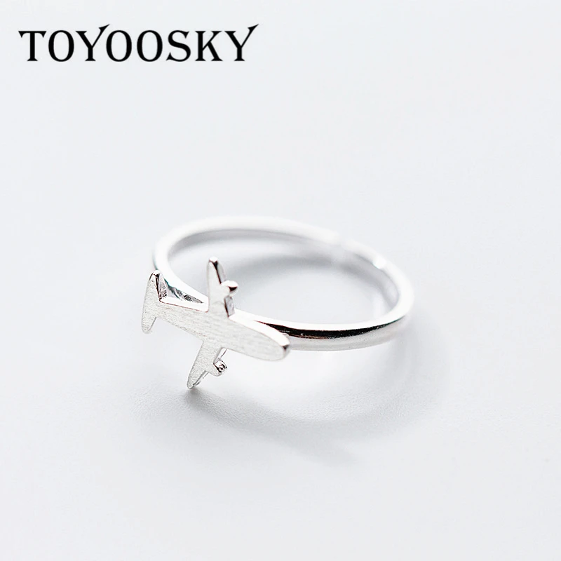 

Wholesale 100% 925 Sterling Silver Airplane Plane Finger Ring for Women Aircraft Rings Sterling Silver Jewelry Gift Adjustable