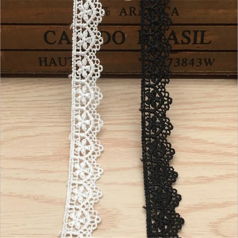 

Embroidered White Black Lace Trims Water Soluble Flower Ribbon LACE Fabric Appliques DIY Sewing Garments Accessories