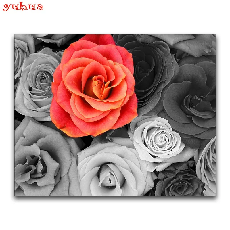 DIY 3D Алмазная картина цветок полная круглая бриллиантовая мозаика Роза