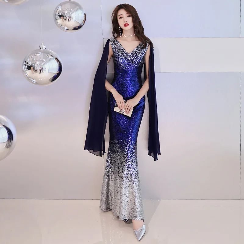 

Vestido De Festa 2019 Mermaid Long Formal Evening Dress Prom Gowns Sequins Elegant Party Dresses Sleeveless Robe De Soiree