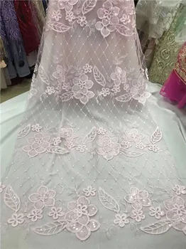 

Pink sequin fabric high quality tulle lace fabric with high quality pure sequins fashion 5yard sequin lace fabric for dress