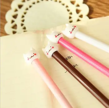 

6pcs 0.38 mm kawaii sweet white cat Gel Pen black ink gel pen for kids study gift School Office Supply Escolar Papelaria