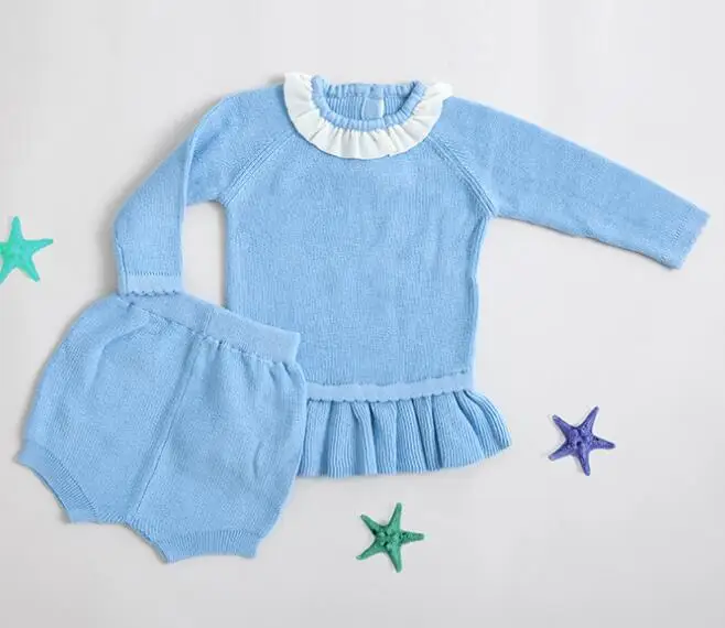 Комплекты для малышей Одежда для девочек Трикотажный костюм из чистого хлопка свитер в полоску и шорты комплекты одежды из двух предметов для мальчиков и девочек Одежда для девочек - Цвет: Лаванда