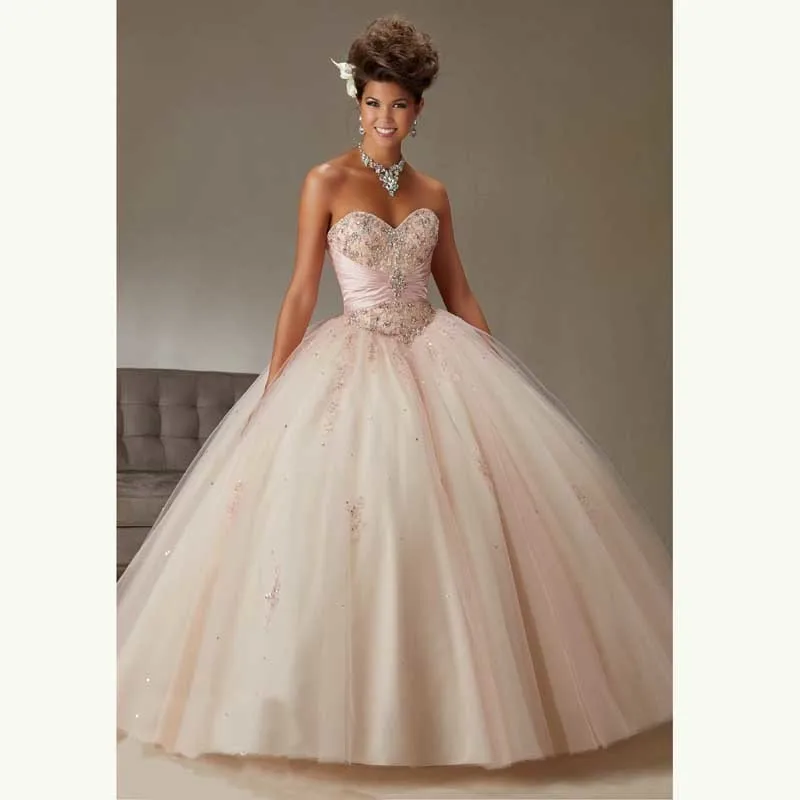 Quinceanera font b Dresses b font Crystals Organza Sweetheart Floor Length Sequins font b Custom b