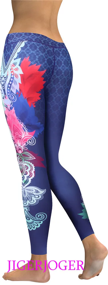 High Waist Retro Blue Side Floral legging (2)