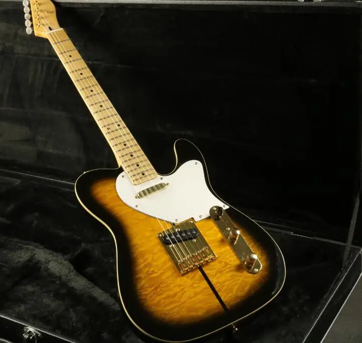 

New Truff Dog TL Electric Guitar Set In Joint Quilted Maple Top Gold Hardware