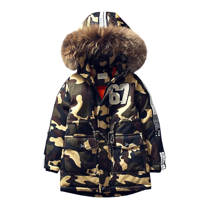 2019 камуфляжная детская хлопковая куртка, длинное Толстое Зимнее пальто для мальчиков, Детские Зимние куртки для мальчиков, верхняя одежда