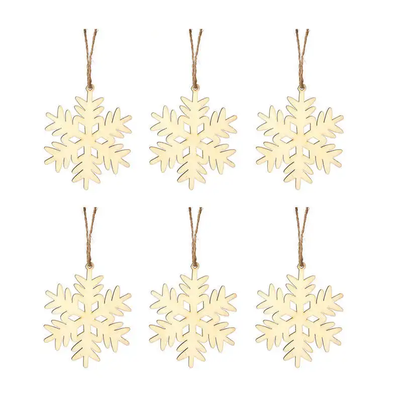 6Pcs Wooden Snowflake Santa Claus Snowman Laser Cut Christmas Tree Hanging Decor for kids gifts #2o24 (10)
