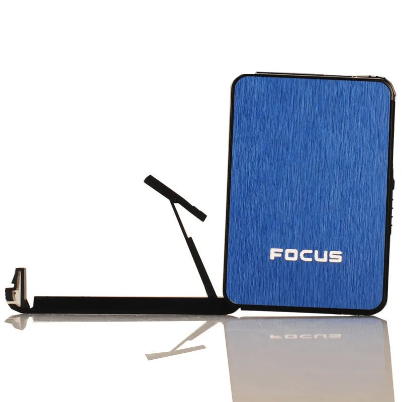 

FOCUS 5pcs Cigarette Holder Automatic Cigarette Case Box With Gas Lighter Butane Flame Lighter 3 Colors Ultra Thin Cigarette Box