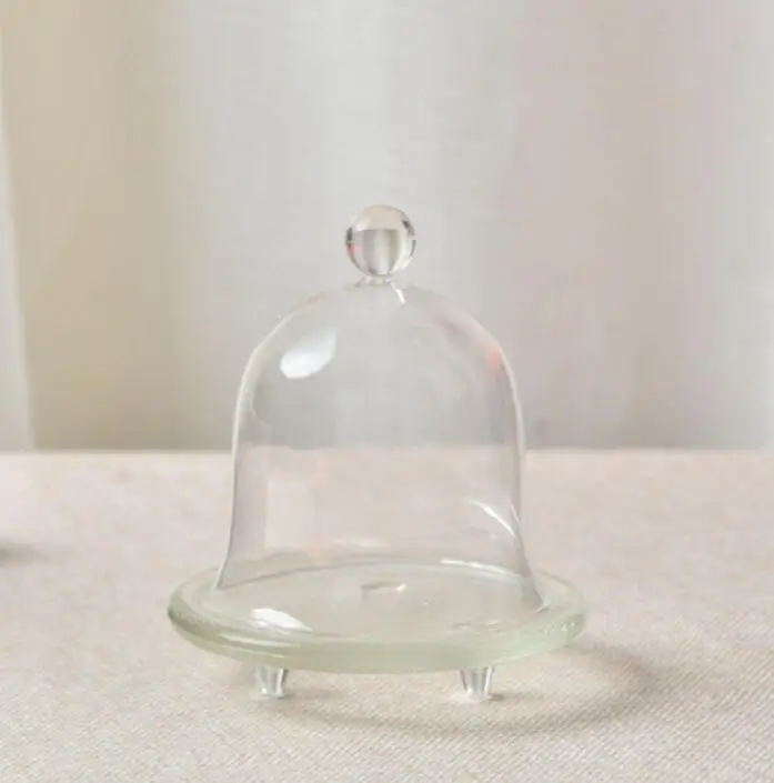 

10*12cm Clear Glass Bell Covers with 3 Legs Plate Holder