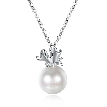 

925 Sterling Silver Color Zircon Diamond Pearl Necklaces for Women Water Wave Chain flowers Round Pendant Geometric Jewelry