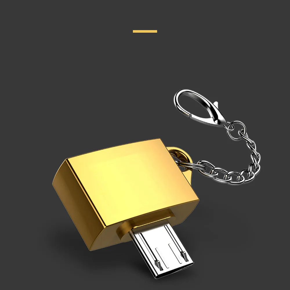 Новинка, лучшая, Металлический Micro USB Мужской к USB 2,0 A Женский Адаптер конвертера OTG с брелоком,, Прямая поставка