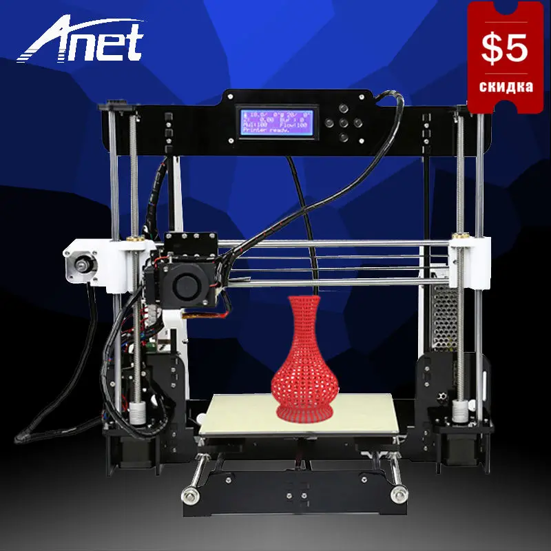 Anet A8 3D Printer High Precision 3D Printer Send From Moscow Easy Assembly DIY Kit Prusa i3 Reprap Printer LCD Screen Hot Bed