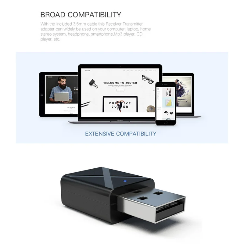 

Bluetooth 5.0 Audio Receiver Transmitter Mini 3.5mm AUX Stereo Bluetooth Transmitter For TV PC Wireless Adapter For Car